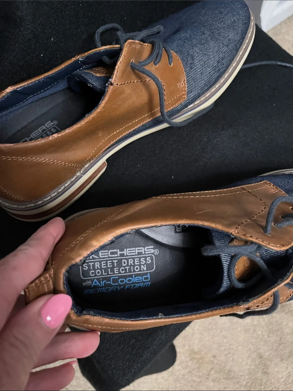 Skechers Navy and Brown Two-Tone Lace-Up Derby Shoes